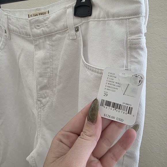 Free People Stride High Waist Wide Leg Jeans White Coton Pants - Picture 6 of 11